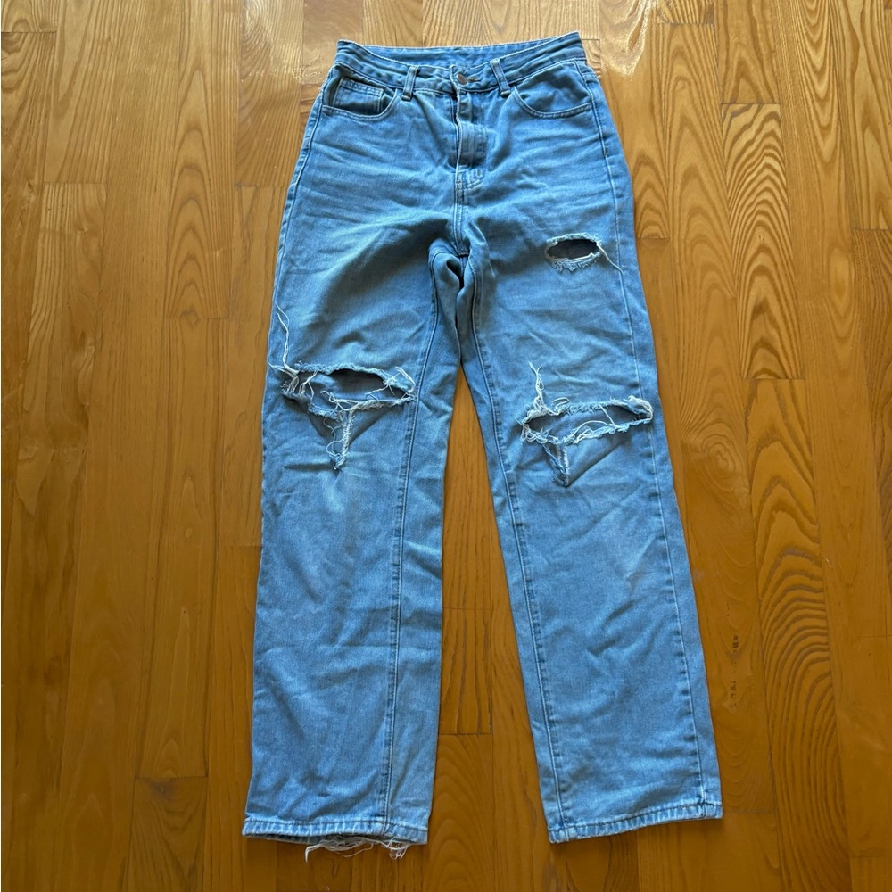 Princess Polly Distressed Ripped Straight Leg Jeans
